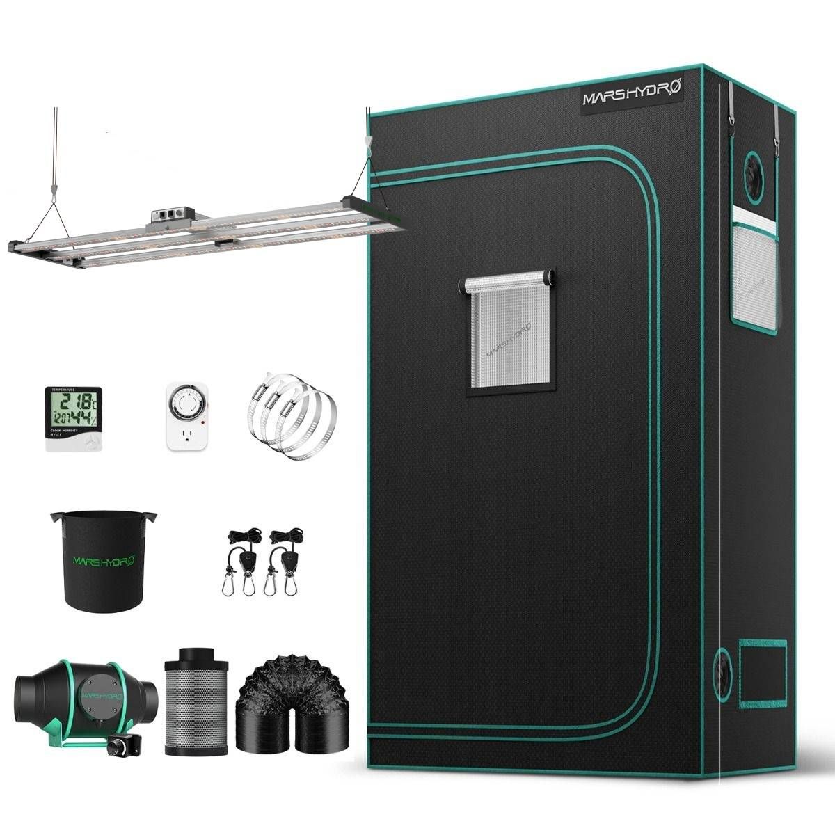 Mars Hydro FC4000 EVO LED Grow Light + 2'X4'(120X60X180CM)+4 Inch Inline Duct Fan Kits Indoor Complete Grow Tent Kits