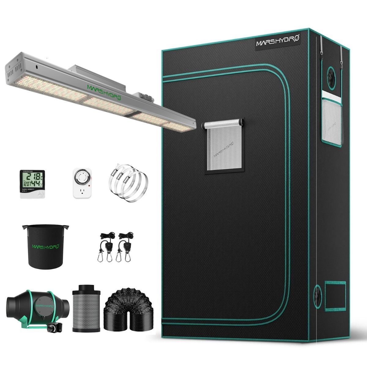 Mars Hydro SP 3000 LED Grow Light + 2'X4' grow tent+4 Inch Inline Duct Fan Indoor Complete Grow Tent Kits