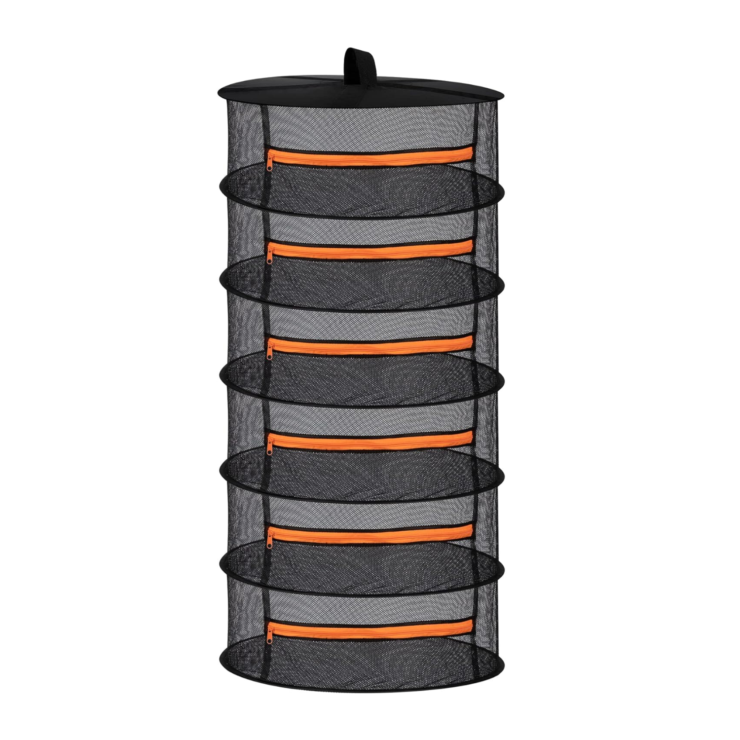 2ft Hanging Herb Drying Rack - 2/4/6/8 Layer Folding Mesh with Orange Zippers
