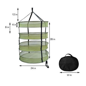 2ft (24'') Hanging Drying Rack - 4/6/8 Layer Detachable Collapsible Mesh for Herbs and Buds