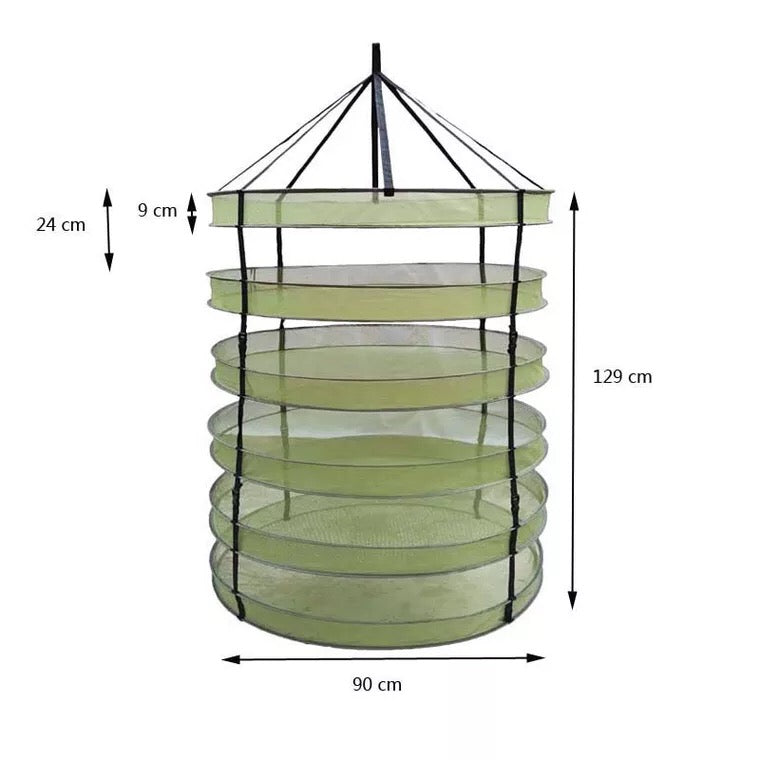 3ft (90cm) Herb Drying Rack - 4/6 Layer Foldable Hanging Mesh with Steel Rings