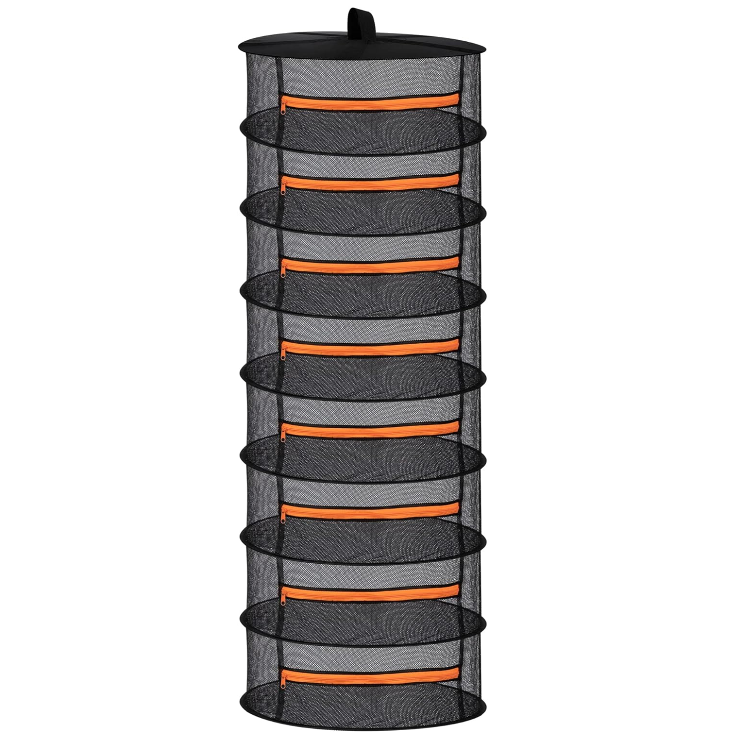 2ft Hanging Herb Drying Rack - 2/4/6/8 Layer Folding Mesh with Orange Zippers