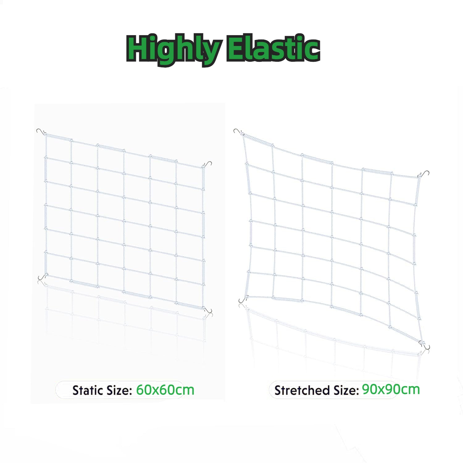 Growhouse Elastic Trellis Netting with Hooks for Plant Support