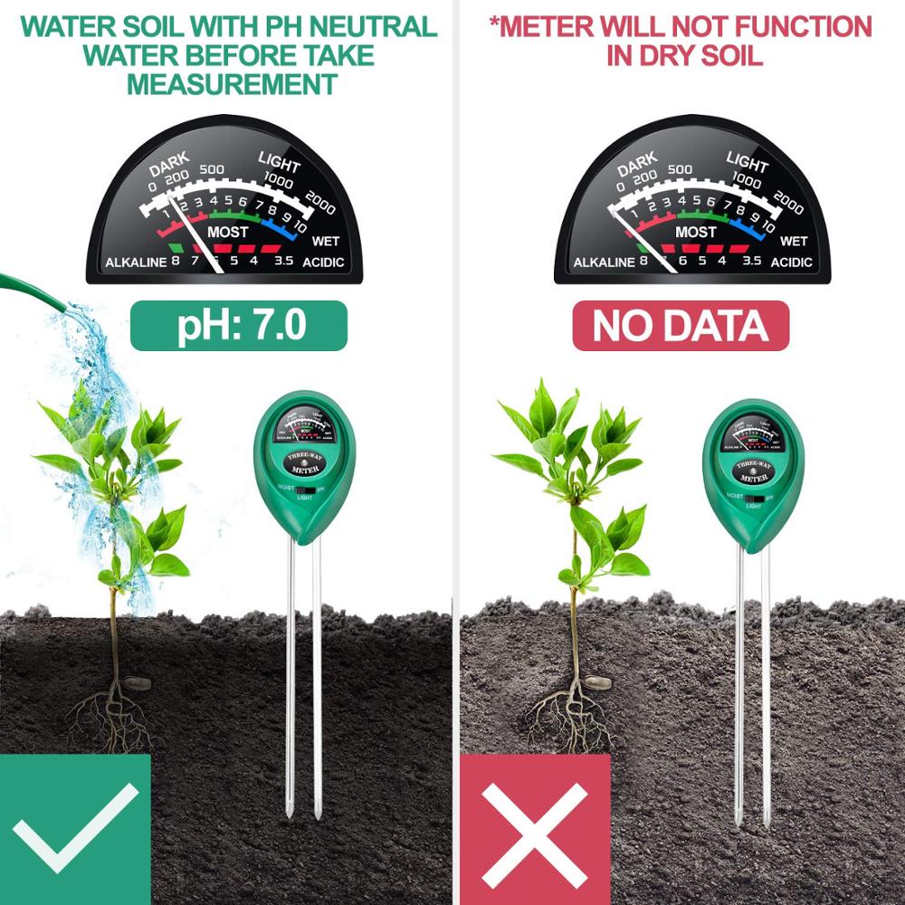 3-in-1 Soil pH Meter - Moisture, Light, and pH Tester for Garden and Lawn, No Battery Needed