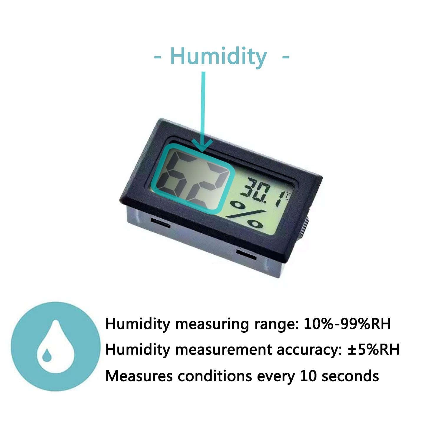 Mini Digital Hygrometer Thermometer - LCD Temperature and Humidity Meter for Humidors, Greenhouses, and Grow Tents