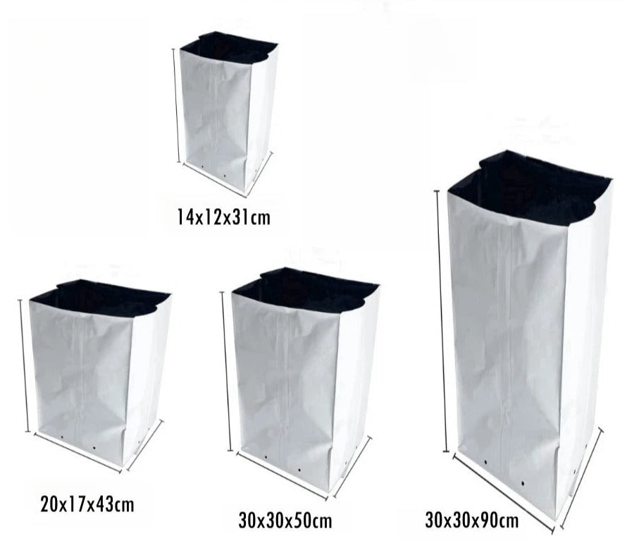 Growhouse Thick PE Grow Bags for Plants Seedling Nursery 10PCS Set, 4 Sizes