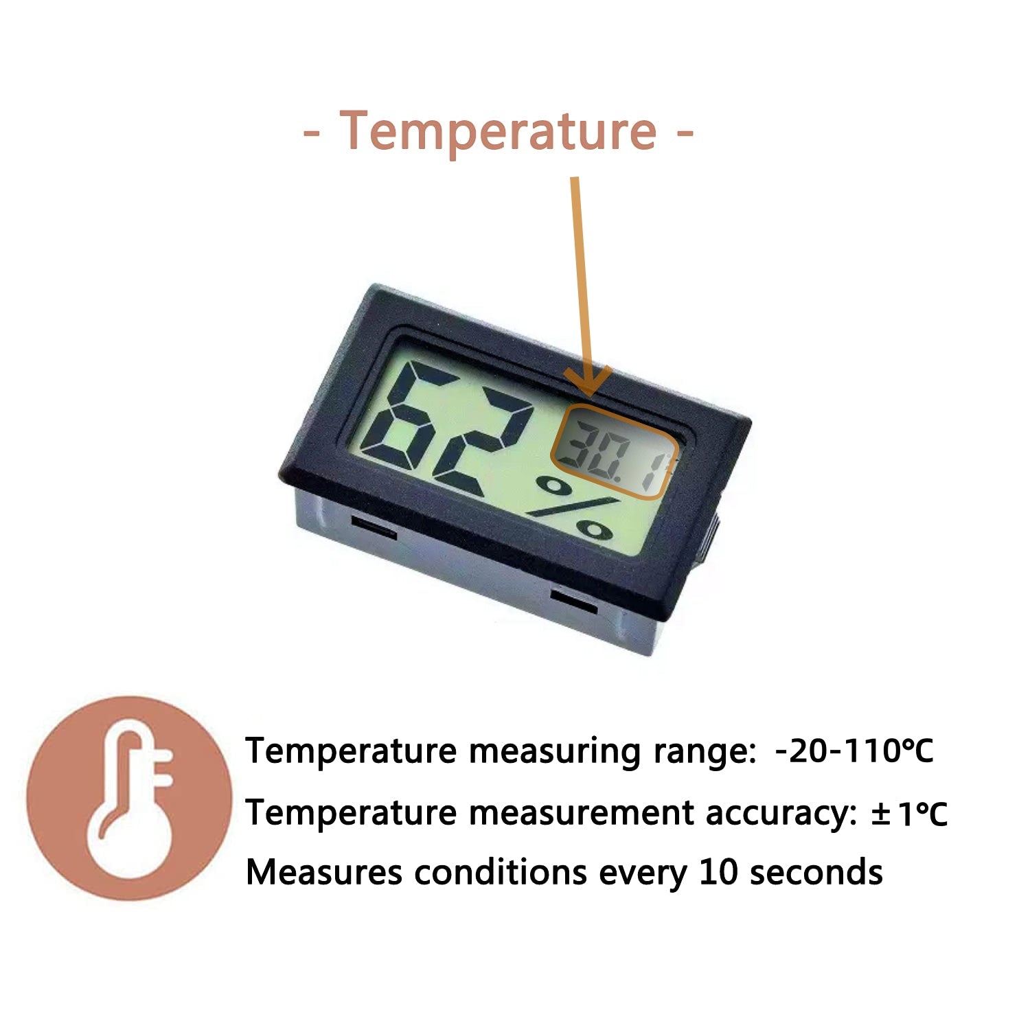 Mini Digital Hygrometer Thermometer - LCD Temperature and Humidity Meter for Humidors, Greenhouses, and Grow Tents