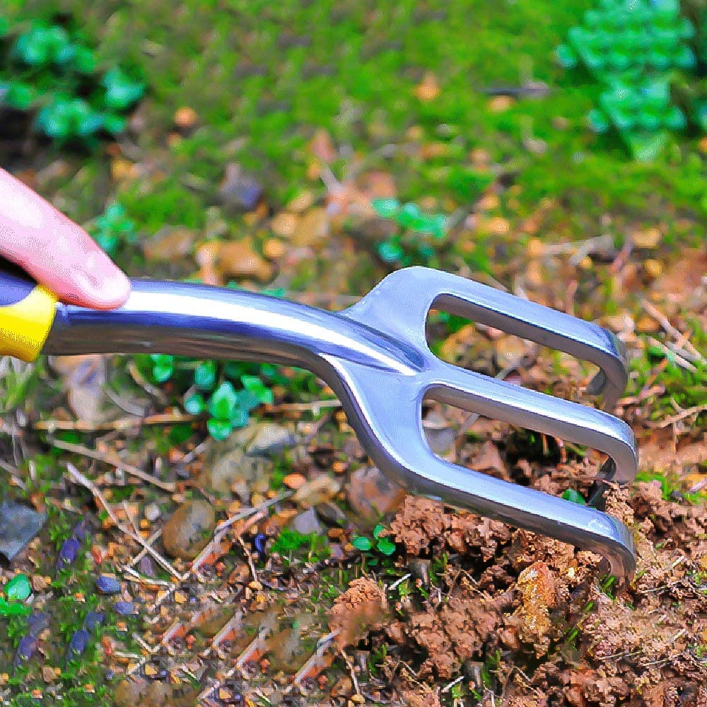 3-Piece 12'' Cast-Aluminum Gardening Tool Kit - Trowel, Transplant Trowel, Cultivator with Ergonomic Handles