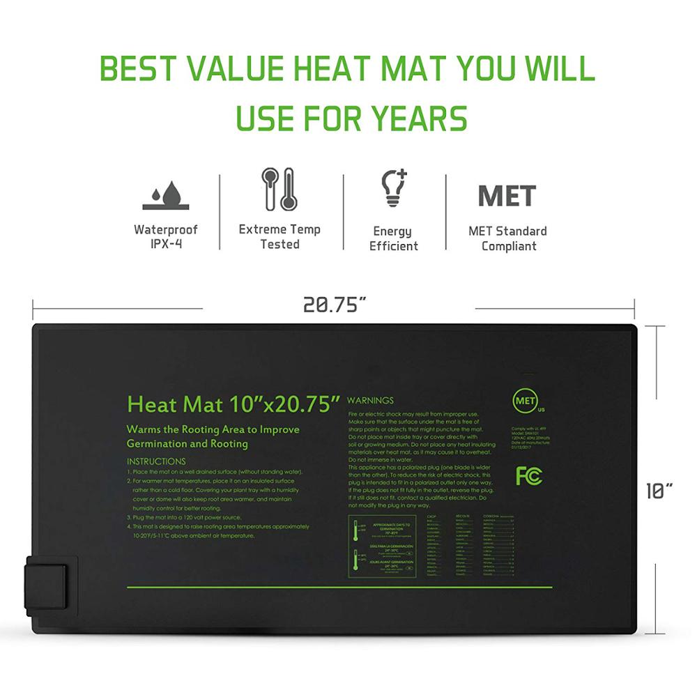 Durable Waterproof Seedling Heat Mat - Sizes 10''x20'', 20''x20'', 48''x20'' for Hydroponics, seedlings and clones