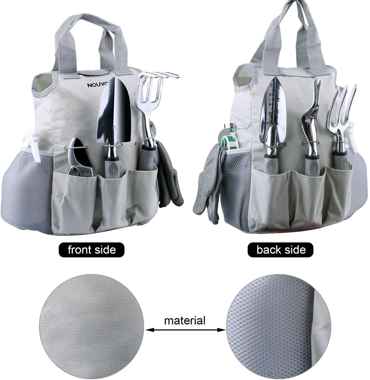 10-Piece Stainless Steel Garden Tool Set - Includes Shovel, Fork, Rake, Weeder, Gloves, Storage Bag, Pruner, Sprayer, Plant Tie