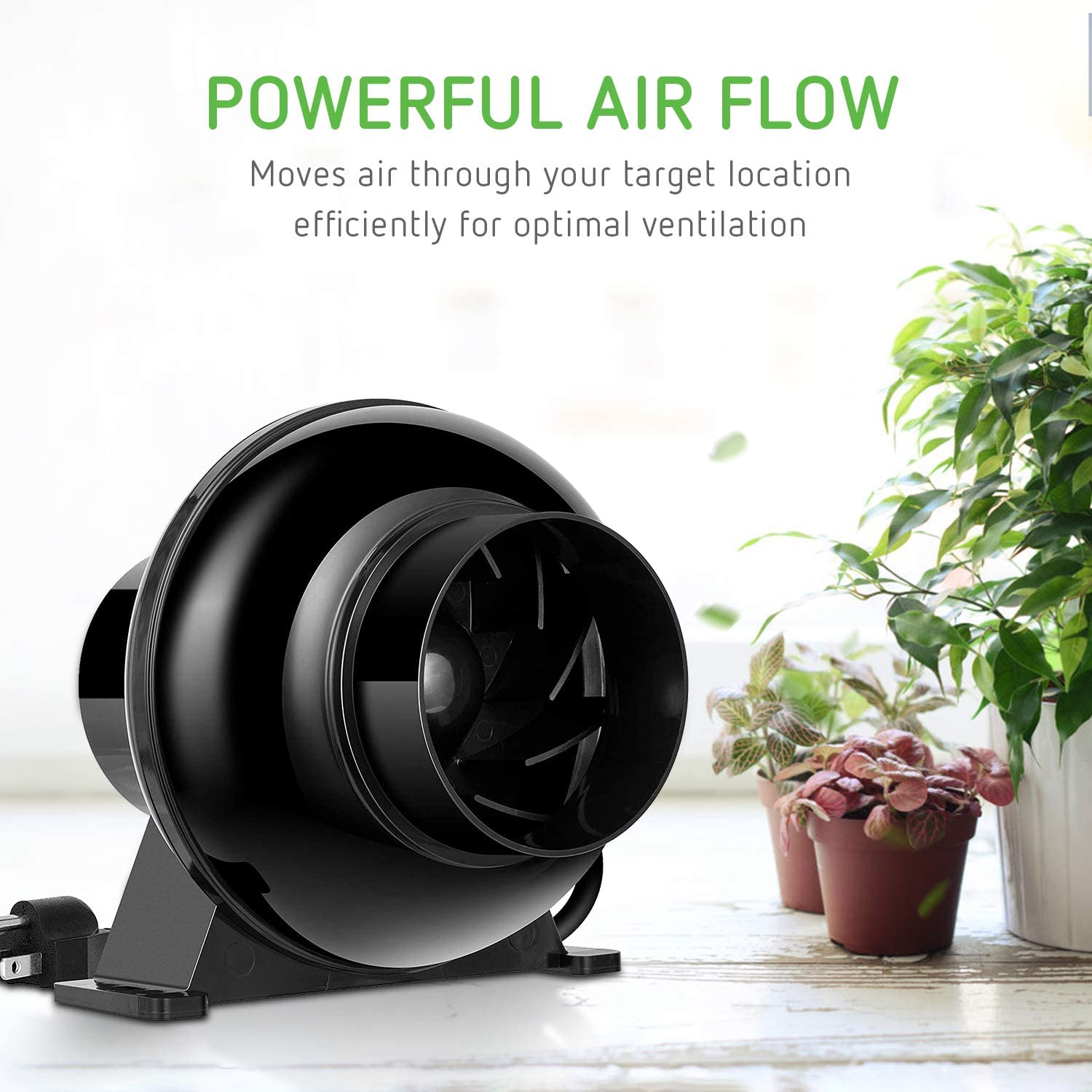 4 Inch 195 CFM Inline Duct Ventilation Fan Vent Blower for Grow Tent Box/ Greenhouse/ Basement/ Kitchen 110V US
