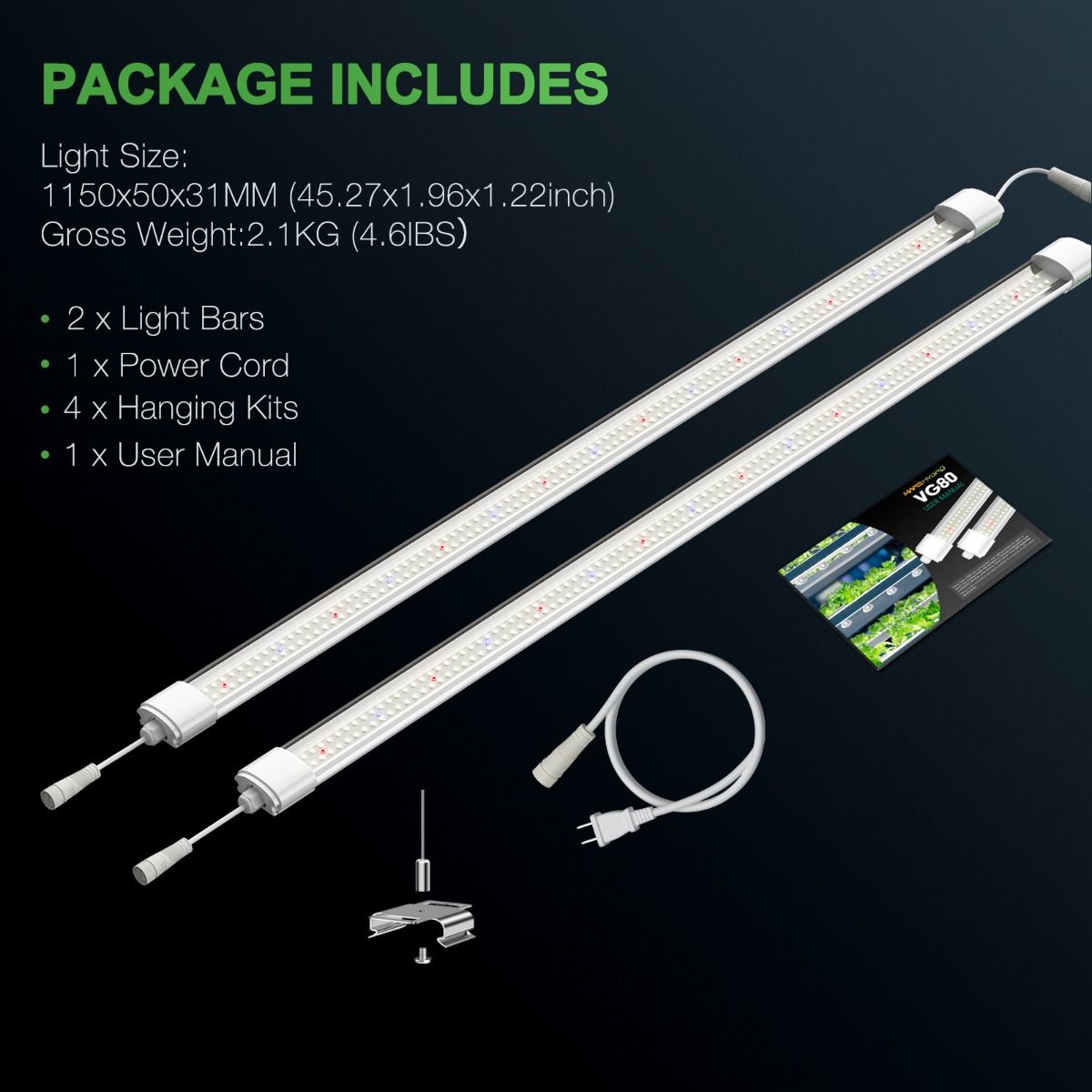 Mars Hydro VG80 80W Under Canopy LED Plant Grow Lights Indoor for Veg