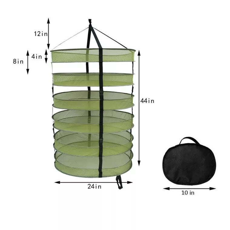2ft (24'') Hanging Drying Rack - 4/6/8 Layer Detachable Collapsible Mesh for Herbs and Buds