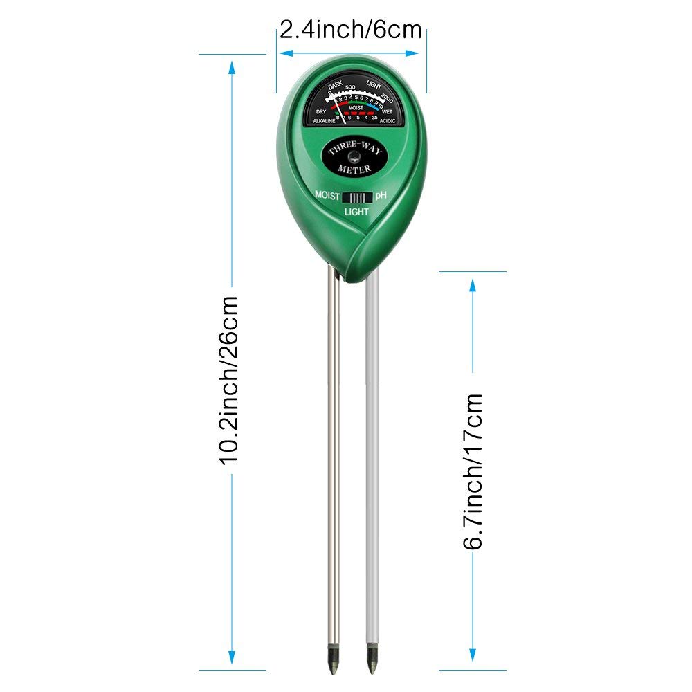 3-in-1 Soil pH Meter - Moisture, Light, and pH Tester for Garden and Lawn, No Battery Needed