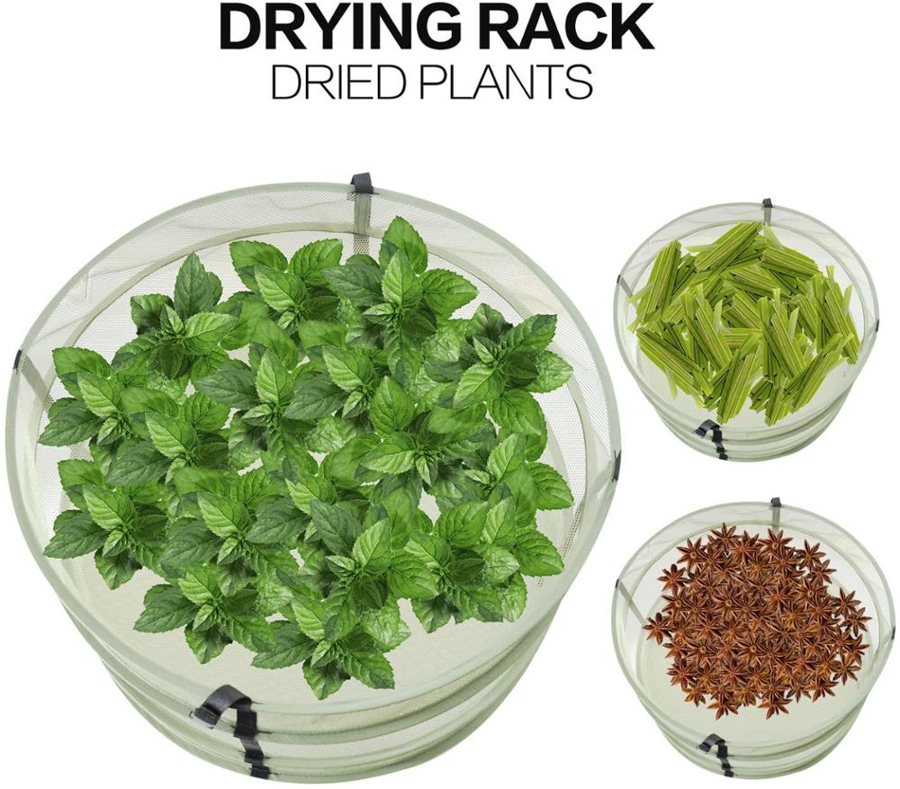 3ft (90cm) Herb Drying Rack - 4/6 Layer Foldable Hanging Mesh with Steel Rings