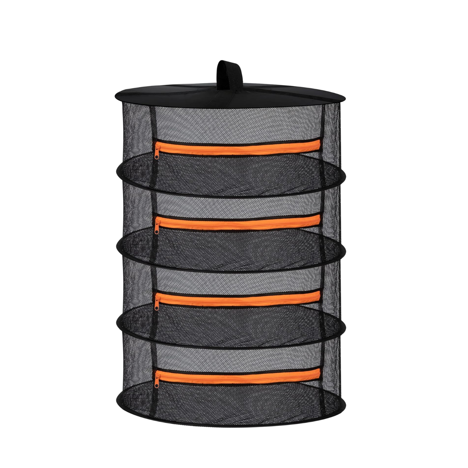 2ft Hanging Herb Drying Rack - 2/4/6/8 Layer Folding Mesh with Orange Zippers