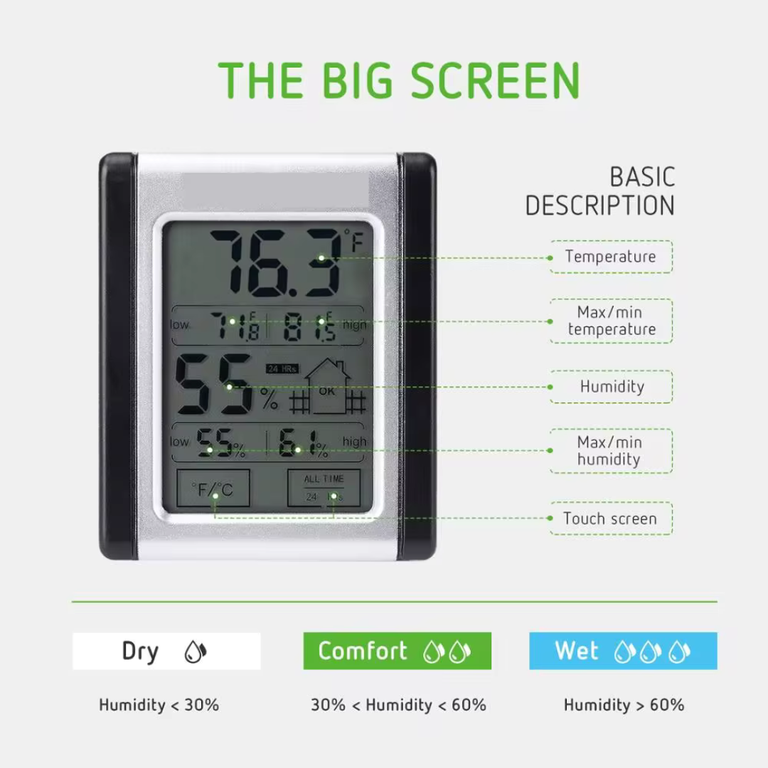 Growhouse Digital Indoor Thermometer & Hygrometer – Accurate Temperature and Humidity Monitor for Grow Tents and Greenhouses