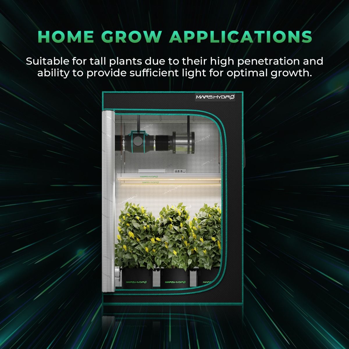 Mars Hydro SP 3000 LED Grow Light + 2'X4' grow tent+4 Inch Inline Duct Fan Indoor Complete Grow Tent Kits