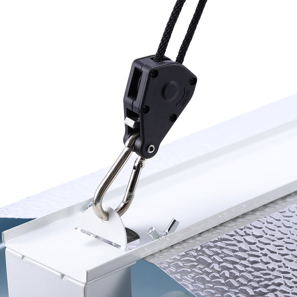 4pcs 1/8 Inch 8 Feet Long Heavy Duty Adjustable Rope Clip Hanger for Grow Kit Hanging Ratchet