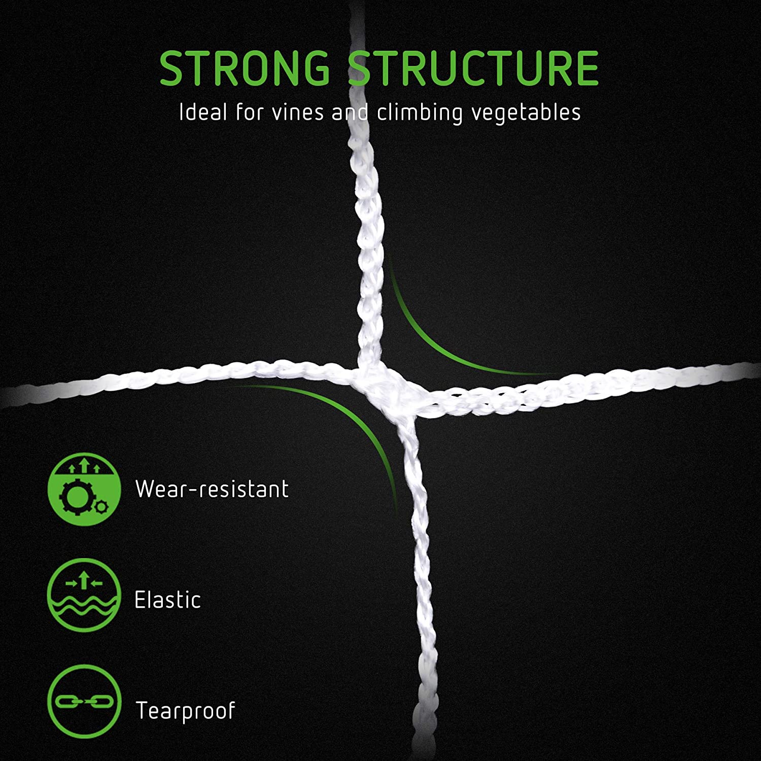 Growhouse Heavy-Duty Polyester Trellis Net - 6'' Mesh, Multiple Sizes for Climbing Plants