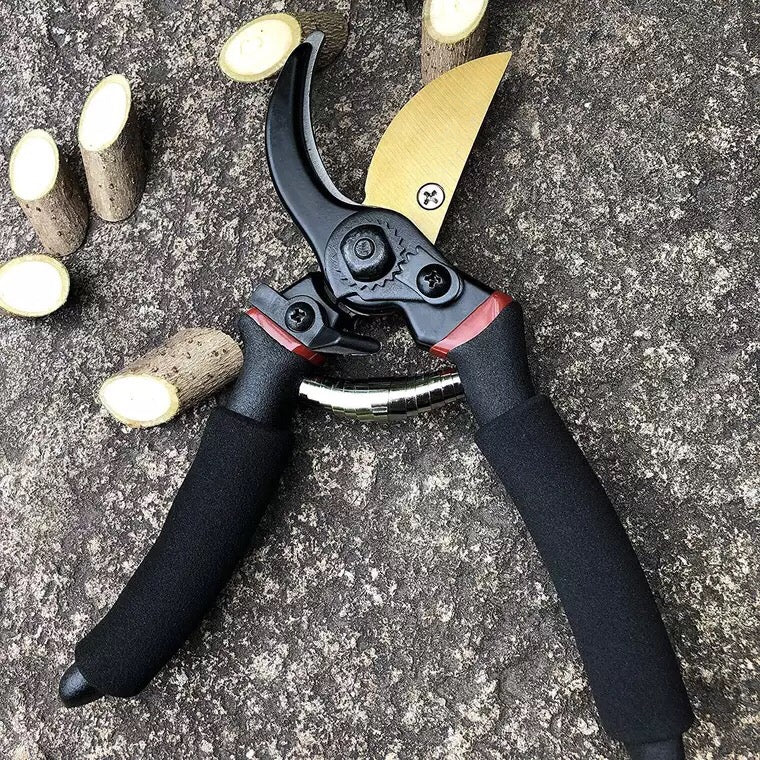 8" Professional Premium Titanium Bypass Pruning Shears, Heavy Duty Hand Pruners, Garden Clippers, Gardening Tools