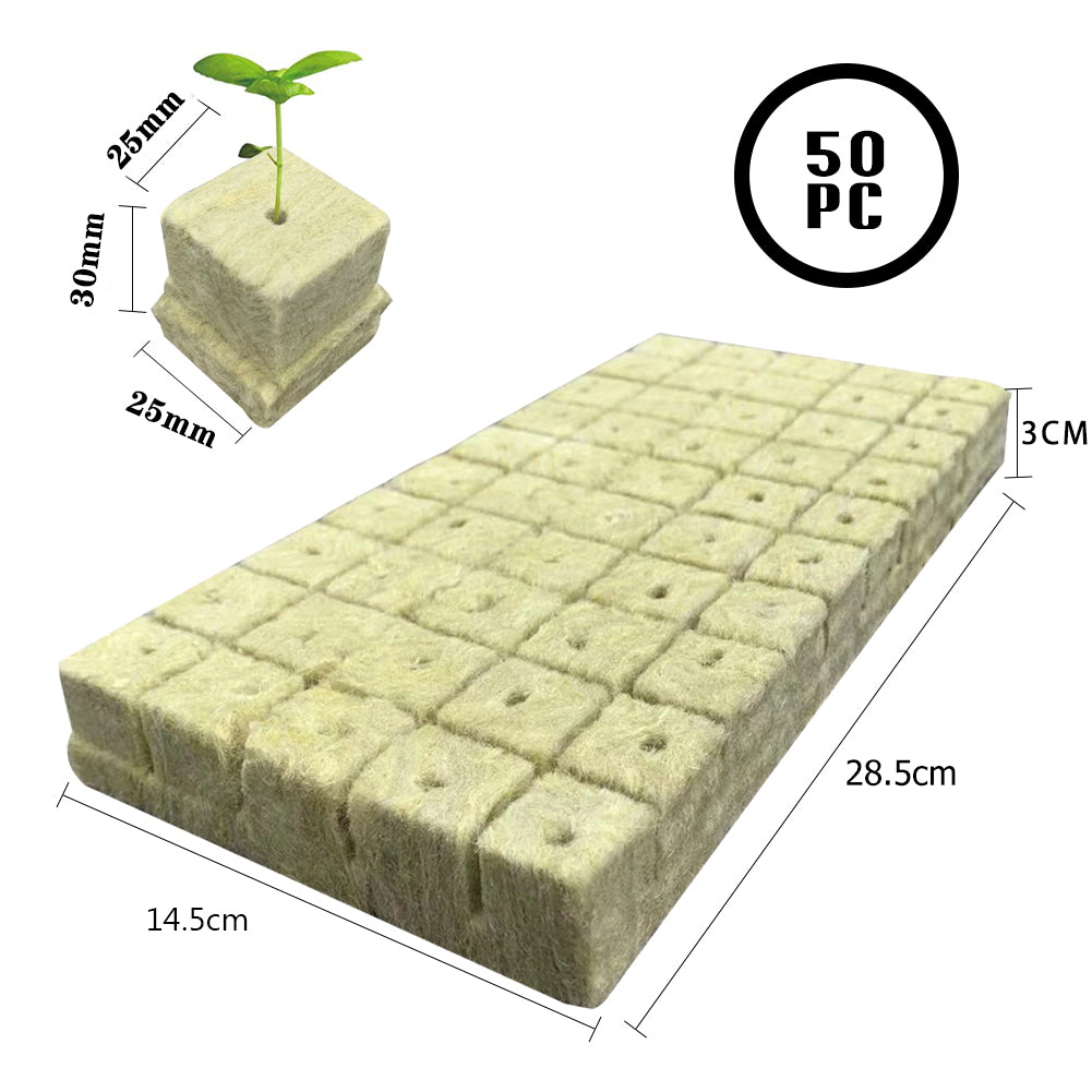 Growhouse Rock Wool Starter Plugs - Hydroponic Seedling Grow Cubes