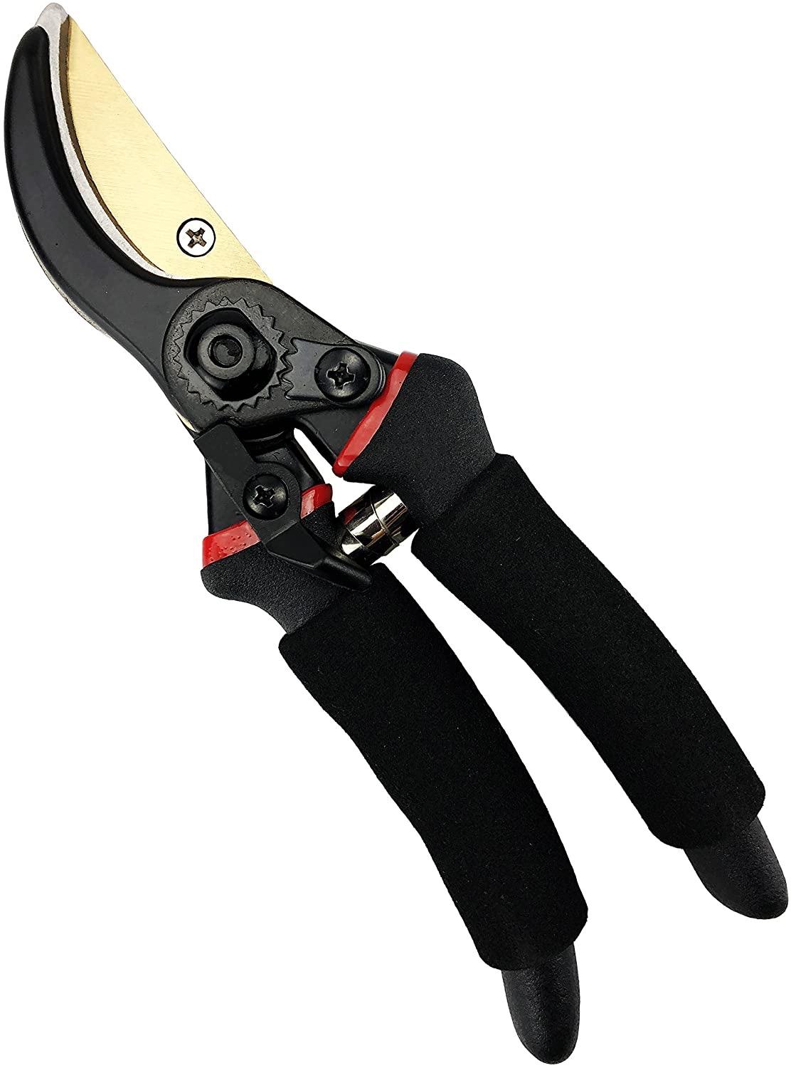 8" Professional Premium Titanium Bypass Pruning Shears, Heavy Duty Hand Pruners, Garden Clippers, Gardening Tools