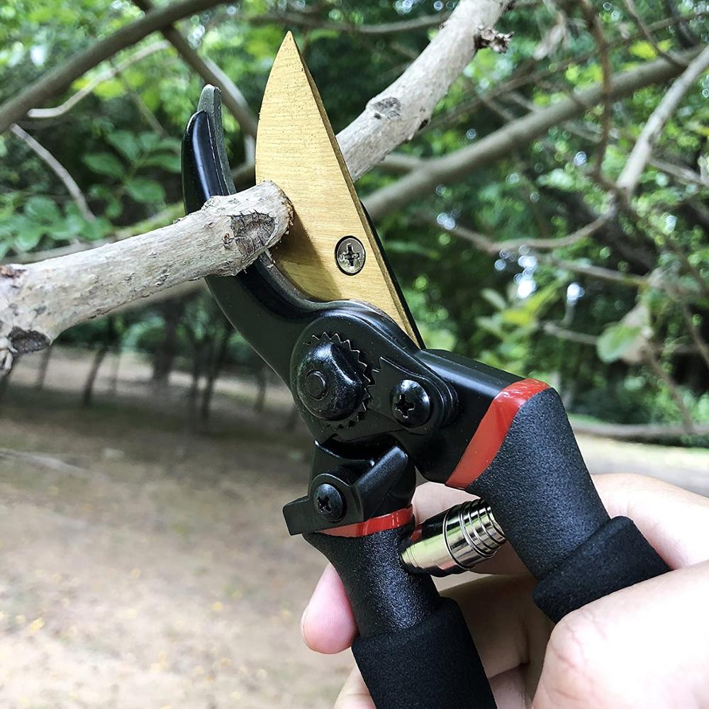 8" Professional Premium Titanium Bypass Pruning Shears, Heavy Duty Hand Pruners, Garden Clippers, Gardening Tools
