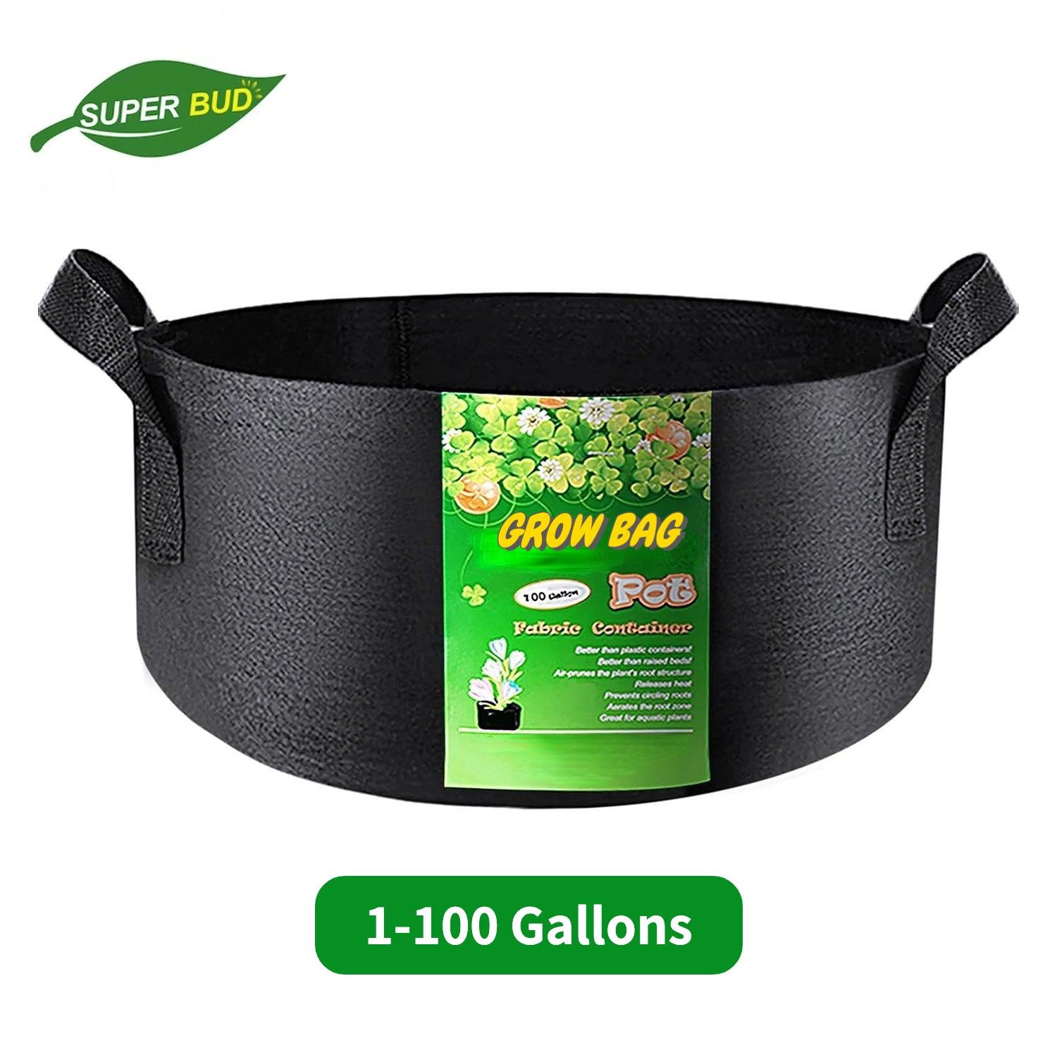 Growhouse Heavy Duty Grow Bags 1/2/3/5/7/10/20/30/40/50/100 Gallons