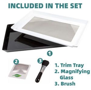 2-in-1 Trimming Tray Set with 150 Micron Mesh - Harvest Trim Bin for Buds, Herbs, and Flowers