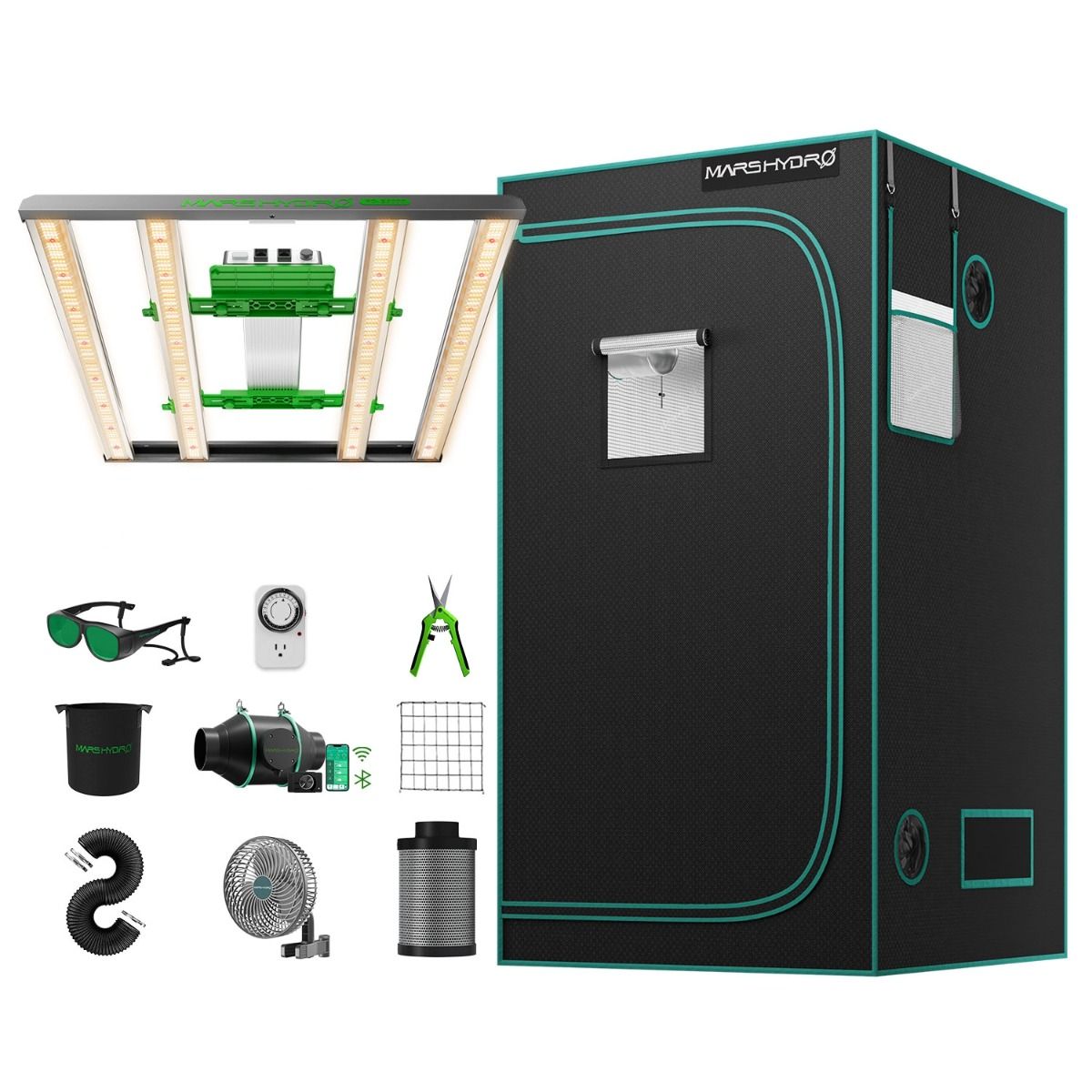 Mars Hydro FC-E3000 LED Grow Light + 3'x3' 39''X39''X71'' Complete Grow Tent Kits with Smart Grow System