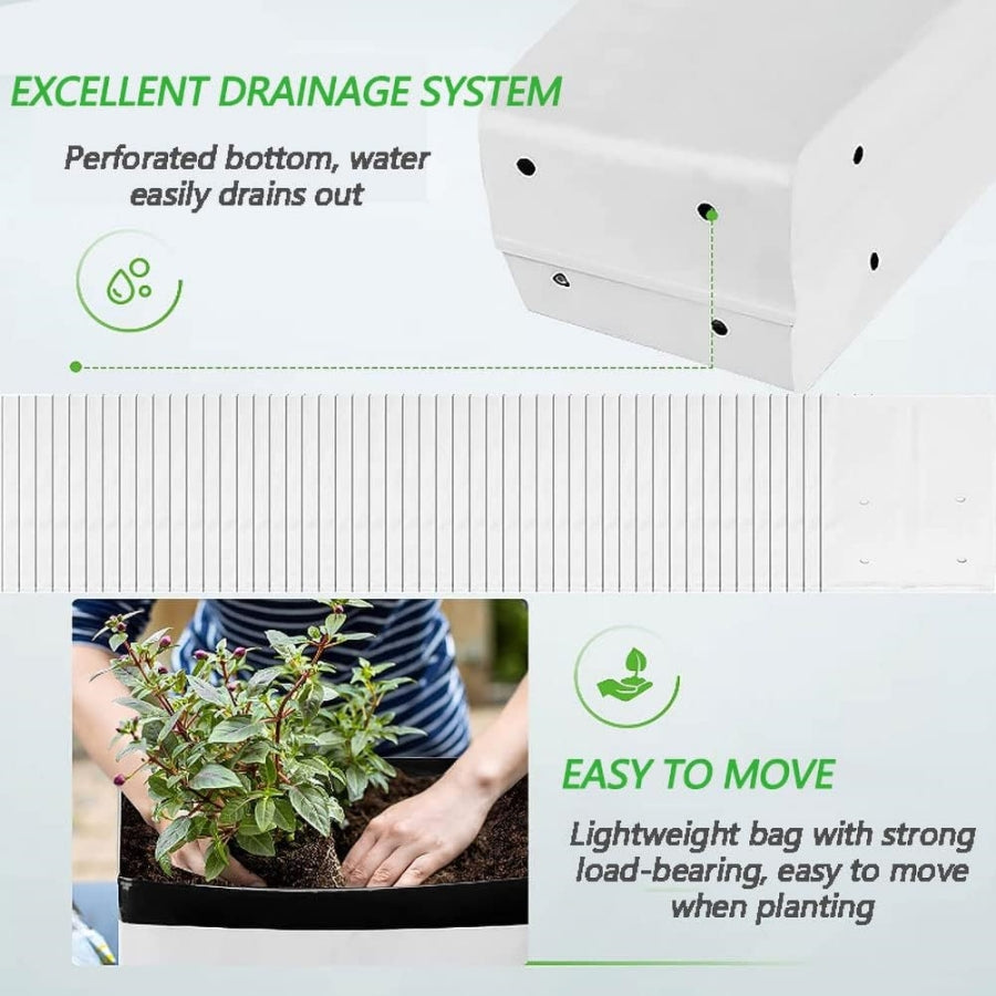 Growhouse Thick PE Grow Bags for Plants Seedling Nursery 10PCS Set, 4 Sizes