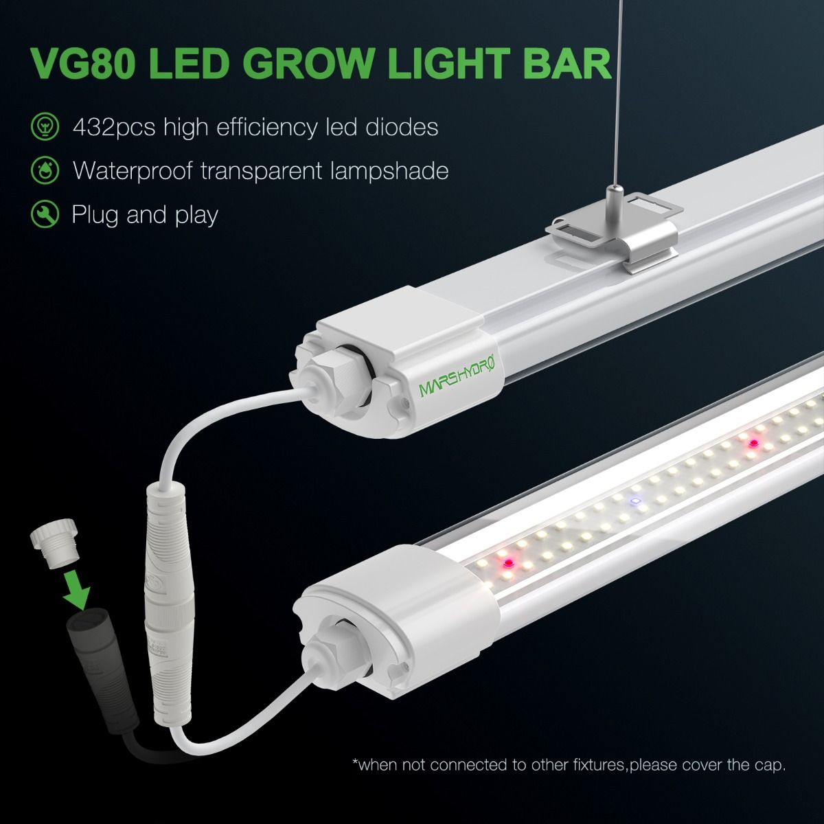 MARS HYDRO VG80 T5 LED Grow Light + 2'X4' Complete Indoor Grow Tent Kit for Cloning & Plant Growth