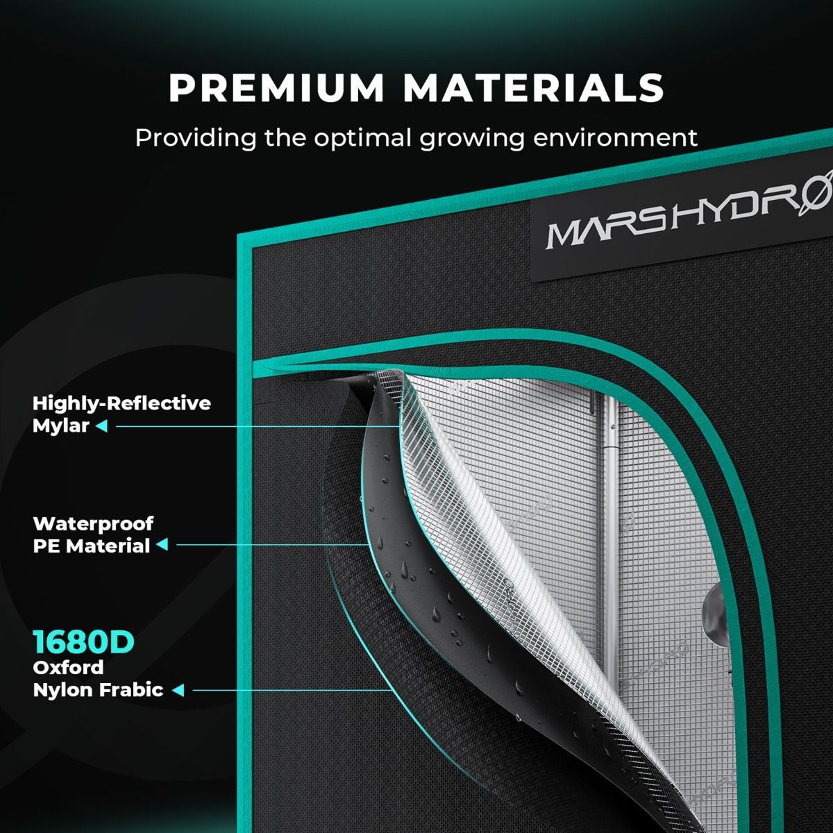 Mars Hydro TS1000 150W LED Grow Light + 2.3'X2.3'(70X70CM) Grow Tent Kits + 4” iFresh Full Fan Kits