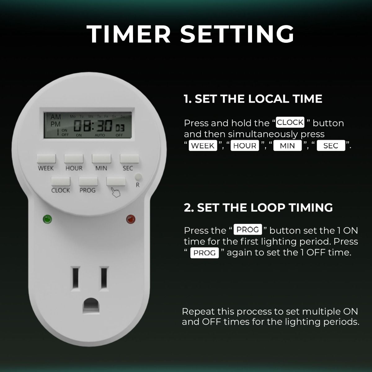 Mars Hydro 7-Day Programmable Digital Timer for Electrical Outlets