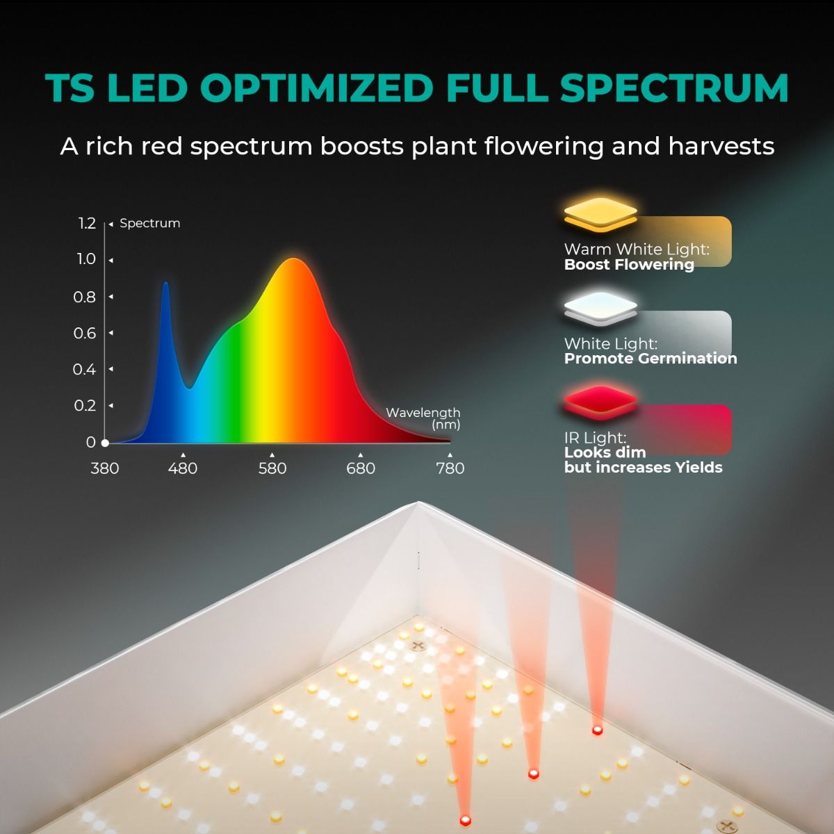 Mars Hydro TS 600 LED Grow Light + 2'X2'X4.5' (24"x24"x55") Complete Indoor Grow Tent Kits