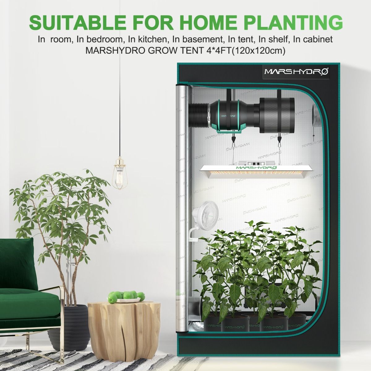 Mars Hydro TS3000 LED Grow Light + 5'X5'(60"x60"x80") Indoor Complete Grow Tent Kits